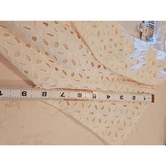 Julian Taylor vintage dress size 12 faux wrap wrap collar eyelet white pockets - Picture 16 of 16